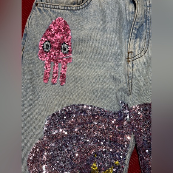 Topshop Straight Leg Jeans with Sequin Ocean Design - Multicolor - Picture 5 of 10